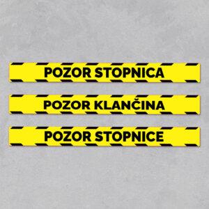 Opozorilna nalepka – POZOR STOPNICA / KLANČINA / STOPNICE