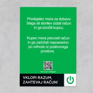 Vklopi razum, zahtevaj račun (nalepka ali tabla)