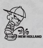 Calvin peeing on New Holland